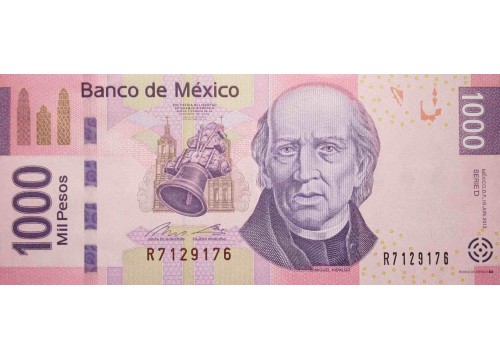Банкнота Мексика 1000 (тысяча) песо 2013 год. Pick 127d. Серия D. UNC