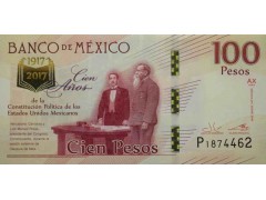 Банкнота Мексика 100 (сто) песо 2016 год. Pick 130e. Серия AX. UNC