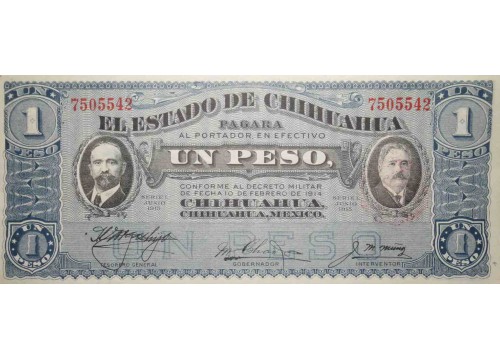 Банкнота Мексика 1 (один) песо 1915 год. Pick S530e. VF+