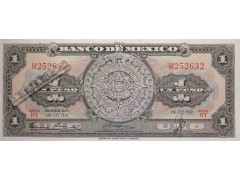 Банкнота Мексика 1 (один) песо 1959 год. Серия HY. Pick 59e. UNC