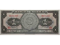 Банкнота Мексика 1 (один) песо 1969 год. Серия BGB. Pick 59k2. UNC