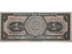 Банкнота Мексика 1 (один) песо 1970 год. Pick 59l. UNC
