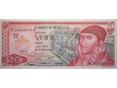Банкнота Мексика 20 (двадцать) песо 1977 год. Pick 64d1. UNC