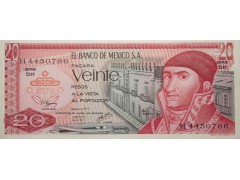 Банкнота Мексика 20 (двадцать) песо 1977 год. Pick 64d3. UNC