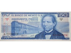 Банкнота Мексика 50 (пятьдесят) песо 1973 год. Pick 65a. UNC