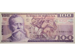 Банкнота Мексика 100 (сто) песо 1981 год. Pick 74b. Серия TD. UNC