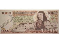 Банкнота Мексика 1000 (тысяча) песо 1982 год. Серия TG. Pick 76d. UNC