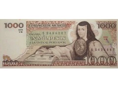 Банкнота Мексика 1000 (тысяча) песо 1984 год. Pick 80b. Серия VB. UNC