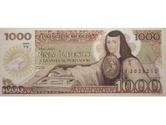 Банкнота Мексика 1000 (тысяча) песо 1985 год. Pick 85-10. Серия YE. UNC