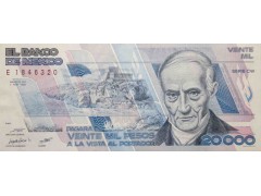 Банкнота Мексика 20000 (двадцать тысяч) песо 1988 год. Pick 92a. Серия CW. UNC