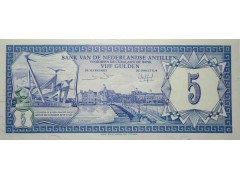 Банкнота Нидерландские Антильские острова 5 (пять) гульденов 1984 год. Pick 15b. UNC
