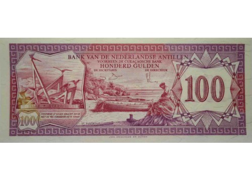Банкнота Нидерландские Антильские острова 100 (сто) гульденов 1981 год. Pick 19b. UNC