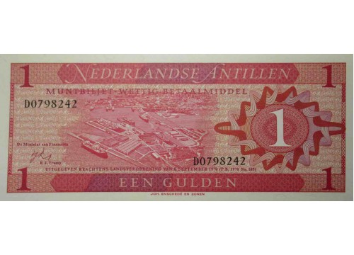 Банкнота Нидерландские Антильские острова 1 (один) гульден 1970 год. Pick 20a. UNC
