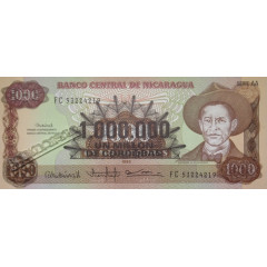 Банкнота Никарагуа 1000000 (миллион) кордоба 1990 год. Pick 164. UNC