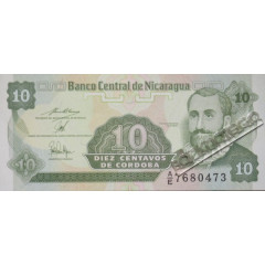 Банкнота Никарагуа 10 (десять) сентаво 1991 год. Pick 169a2. UNC