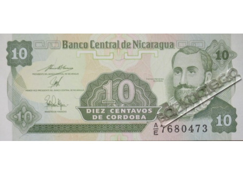 Банкнота Никарагуа 10 (десять) сентаво 1991 год. Pick 169a2. UNC