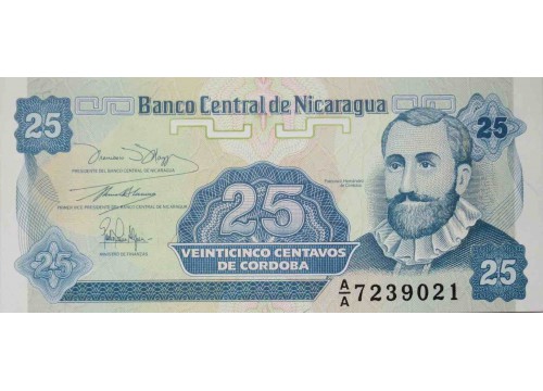 Банкнота Никарагуа 25 (двадцать пять) сентаво 1991 год. Pick 170a1. UNC