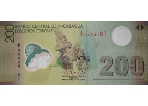 Банкнота Никарагуа 200 (двести) кордоба 2007 год. Pick 205a. UNC