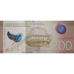 Банкнота Никарагуа 200 (двести) кордоба 2022 год. Pick 213b. UNC