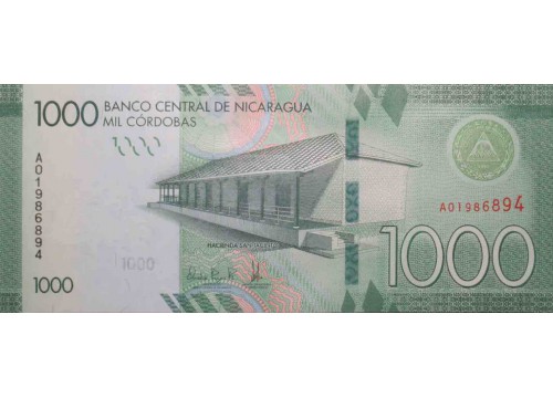 Банкнота Никарагуа 1000 (тысяча) кордоба 2016 год. Pick 215. UNC