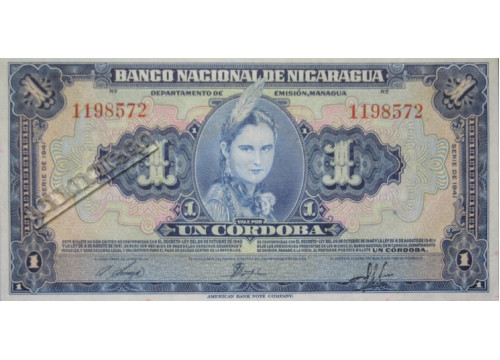 Банкнота Никарагуа 1 (один) кордоба 1941 год. Pick 90a. UNC