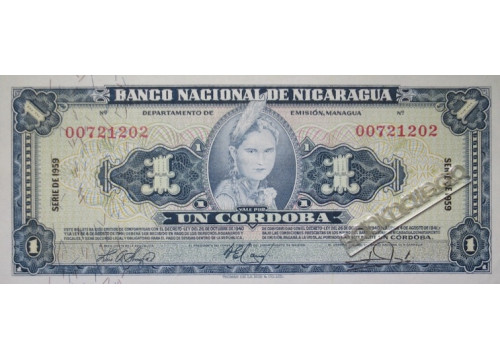 Банкнота Никарагуа 1 (один) кордоба 1959 год. Pick 99c. UNC