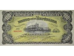 Банкнота Парагвай 100 (сто) песо 1907 год. Pick 159.5. UNC