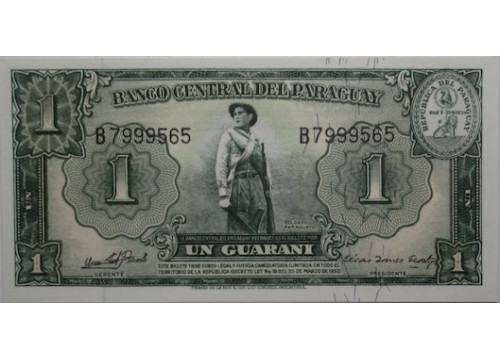 Банкнота Парагвай 1 (один) гуарани 1952 год. Pick 185c2. UNC
