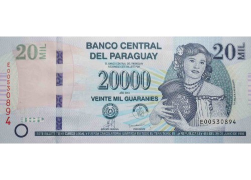 Банкнота Парагвай 20000 (двадцать тысяч) гуарани 2013 год. Pick 235. UNC