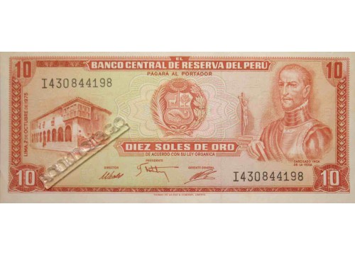 Банкнота Перу 10 (десять) соль 1975 год. Pick 106. UNC