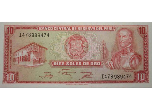 Банкнота Перу 10 (десять) соль 1976 год. Pick 112. UNC