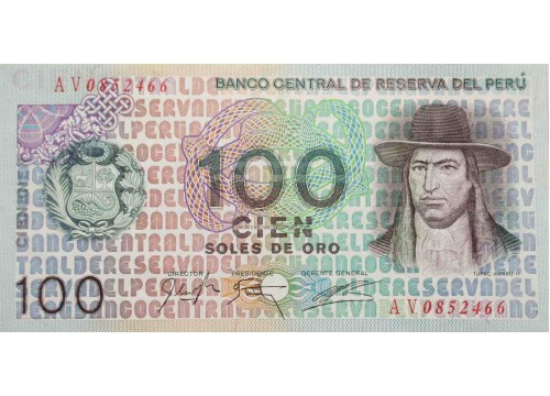 Банкнота Перу 100 (сто) соль 1976 год. Pick 114. UNC