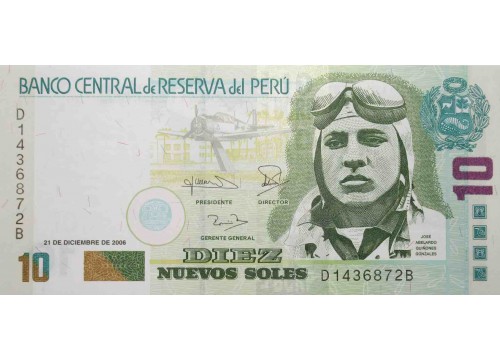 Банкнота Перу 10 (десять) новых соль 2006 год. Pick 179b. UNC