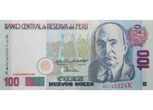 Банкнота Перу 100 (сто) новых соль 2006 год. Pick 181. UNC