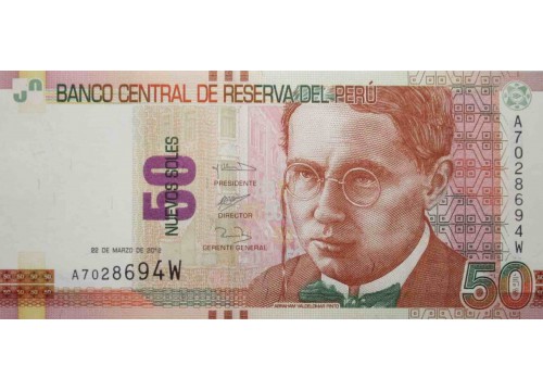 Банкнота Перу 50 (пятьдесят) новых соль 2012 год. Pick 189. UNC