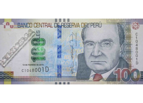 Банкнота Перу 100 (сто) новых соль 2015 год. Pick 195. UNC