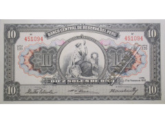 Банкнота Перу 10 (десять) соль 1955 год. Pick 71a3. UNC