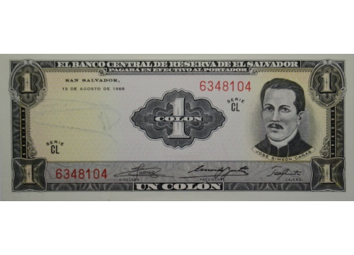Банкнота Сальвадор 1 (один) колон 1968 год. Pick 110a. UNC