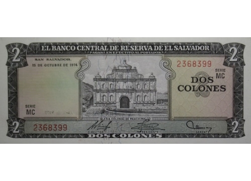 Банкнота Сальвадор 2 (два) колона 1979 год. Pick 116b. UNC