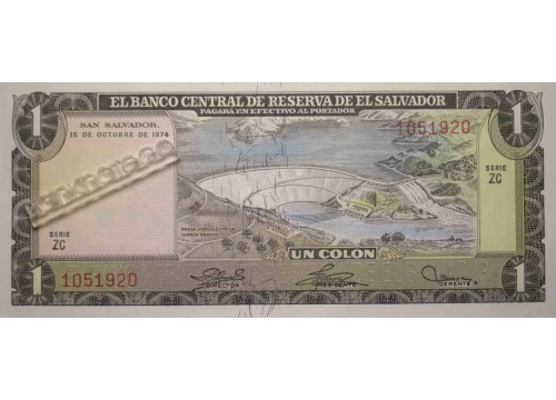 Банкнота Сальвадор 1 (один) колон 1974 год. Pick 120. UNC