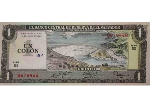 Банкнота Сальвадор 1 (один) колон 1980 год. Pick 125b. UNC