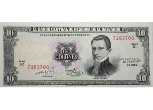 Банкнота Сальвадор 10 (десять) колон 1983 год. Pick 135a. UNC
