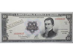 Банкнота Сальвадор 10 (десять) колон 1994 год. Pick 135b2. UNC