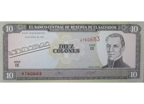 Банкнота Сальвадор 10 (десять) колон 1995 год. Pick 141. UNC