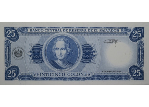 Банкнота Сальвадор 25 (двадцать пять) колон 1996 год. Pick 142a. UNC
