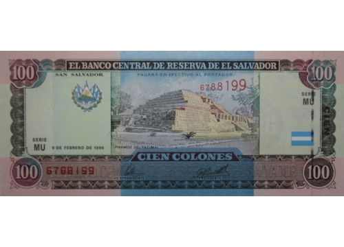 Банкнота Сальвадор 100 (сто) колон 1996 год. Pick 146. UNC