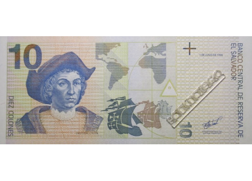 Банкнота Сальвадор 10 (десять) колон 1998 год. Pick 148b. UNC