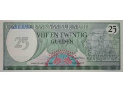 Банкнота Суринам 25 (двадцать пять) гульденов 1985 год. Pick 127b. UNC