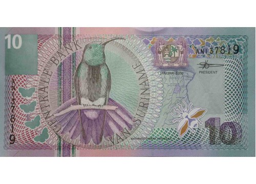 Банкнота Суринам 10 (десять) гульденов 2000 год. Pick 147. UNC