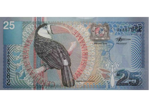 Банкнота Суринам 25 (двадцать пять) гульденов 2000 год. Pick 148. UNC